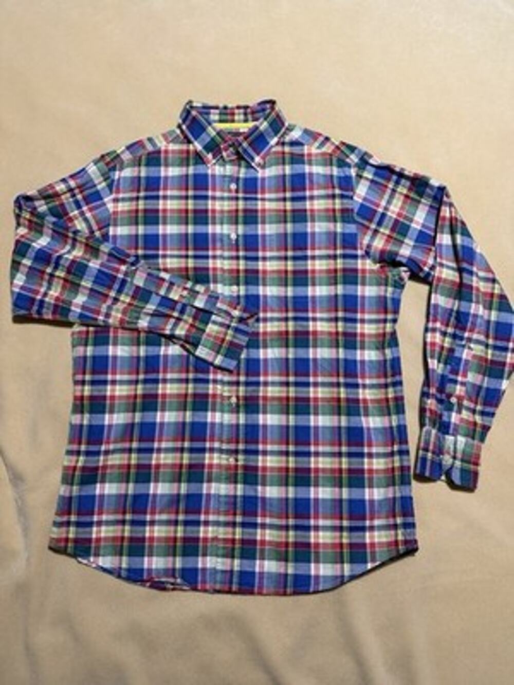 Daniel Cremieux Mens Button Down Long Sleeve Plaid Oxford Shirt Cotton Size L